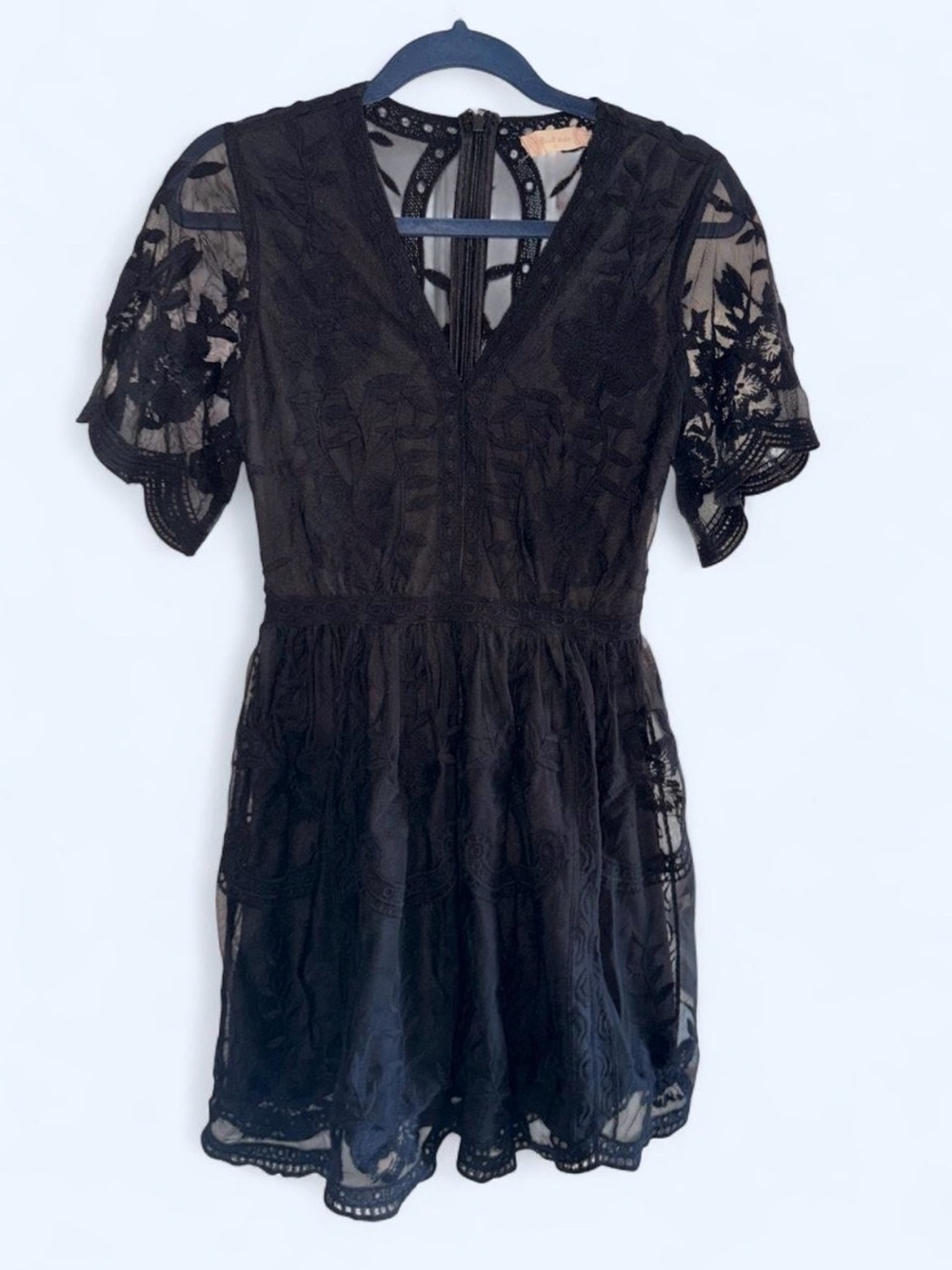 Altar'd State Black Lace V-Neck Short Dress